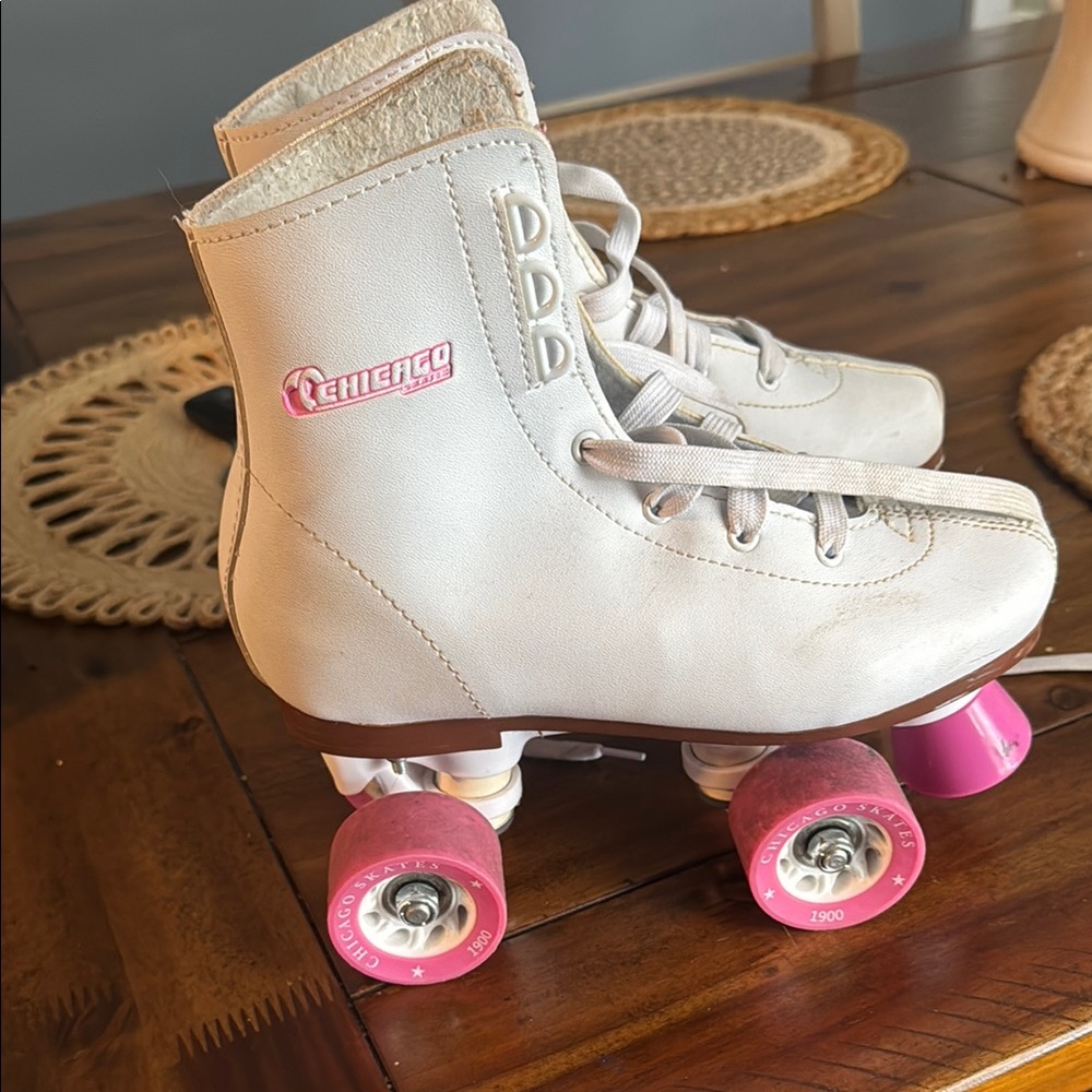 Kids Roller Skates - White and Pink